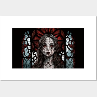 Stained Glass Zombie Girl Villager Posters and Art